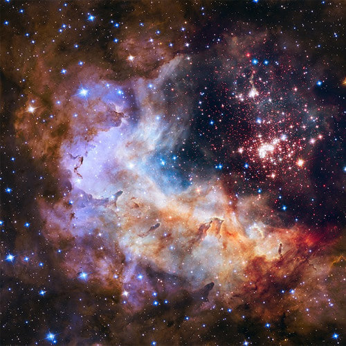 Colorful nebula and stars